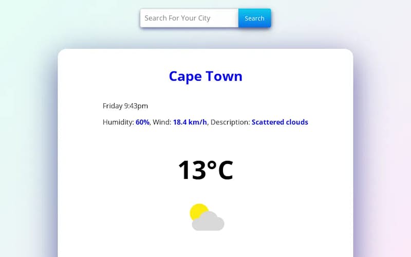 Screenshot of Weather Project